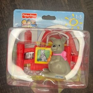 Fisher-Price Little People Gray Kangaroo Figure with Red Play Fence